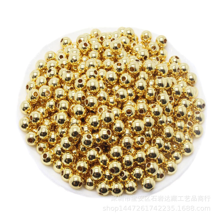 Wholesale 100PCS 3mm18K Gold Plated Copper Beads Hole 1.2mm